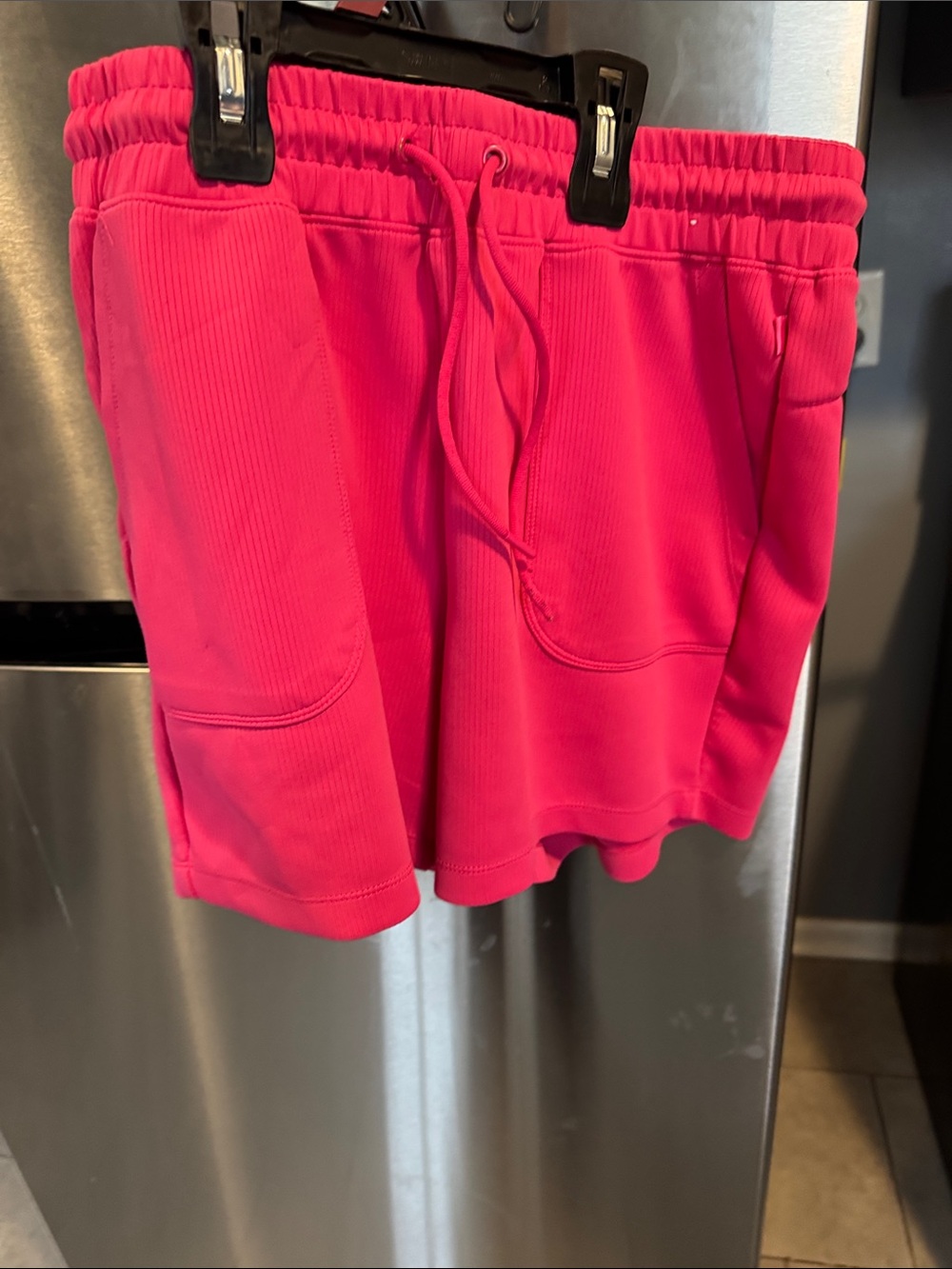 Mondetta Hot Pink Ribbed Drawstring Athletic Shorts - Picture 2 of 2